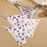 Seamless Women Panties Sexy Low Rise Butterflies Leopard Bikini Briefs Female Ice Silk No Trace Underwear Soft Lingerie