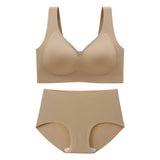 Stock Available Plus Size Underwear Set Woman Seamless Push up Wire Free Design Bra