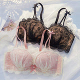 Sexy Lace Small Chest Push-up Underwear Women's Non-steel Rings Pure Desire Palm Cup Anti-sagging Display Large Thick Bra
