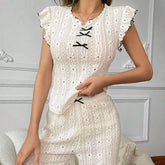 European American Style Sexy Hollow Out Strapless Women's Spandex Lace Pajamas Spring Summer High-end Homewear