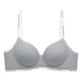 Push-Up Seamless Thickened Bra for Small Bust - Letter Print Molded Cup Side Fat Retention & Anti-Sagging