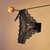 Lingerie Low-Rise Sexy Women's Solid Knitted Lace Bikini Anti-Bacterial Breathable