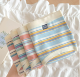 Pure Cotton Japanese Striped Contrast Color Simple Solid Color Women's Underwear Mid-Waist Hip Breathable Panties