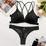 Sexy Lace Push-up Bra and Panties Set Embroidery Mesh Lingerie Set With Underwire Underwear