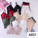 French Style Triangle Cup Bra Suit Women's Lace Sexy Gathering Underwear Bra and Panty Set
