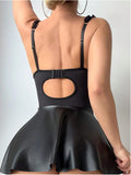 Sexy Lace Strappy Court Corset Polyester Eco-Friendly Breathable Women's 2-Piece Set