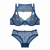 Ladies Sexy Ultra-Thin Lace Bra Brief Sets Transparent Transparent Bra Panty Feathers Ladies' Ultra-Thin Lace Underwear Waist