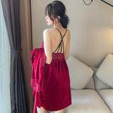 Women's Pyjamas Two-Piece Casual Sleepwear Sets Lace Sling Nightgown With Pattern Drawings