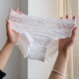 Lace Underwear Girls Bow Anti-Bacterial Sexy Women's New Style Mid-Waist Thong Mesh Shorts Ice Silk