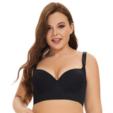 Plus Size Smooth Surface Non-marking Underwear Women's Eight-breasted Adjustable Bra Full Back Coverage Push up Bra