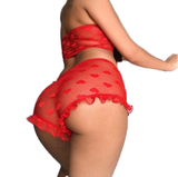 Hollow-out Short Sheer Mesh Lace Women's Sexy Lingerie