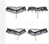Luxury Embroidered Lace Thong – Delicate Pearl Detail & Open-Crotch Design for Women