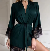 Luxury Japanese-Style Satin Robe – Elegant Alluring Nightgown with Sophisticated Kimono-Inspired Silhouette