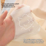 Embroidered Transparent Ice Silk Underwear Women's Nude-feel Mulberry Silk Antibacterial Crotch One-piece Mid-rise