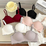 Letter Shoulder Strap Women's Underwear Small Chest Push-up Collapsed Parm Thick Thin Soft Support Anti-sagging Bra