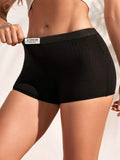 Factory Price Custom Logo Flat Panty Black Underpants Ladies Boxer Bottom Underpants Boyshorts Woman Period Panties