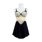 New Sexy Backless Deep V Breathable Lace Satin See-through for Dress Nightgown Women's Summer Wholesale