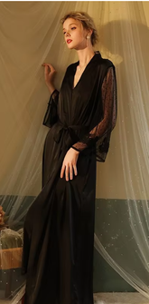 Open High Fork Nightdress Long Honeymoon Bride Nightgown Women's Loungewear Sexy Nightwear