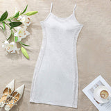 Gray Sleeveless Dress Lingerie Suspenders Mid-Length Skirt V Neck Lace Sexy Suspender Tight Dresses
