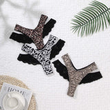 Multi-pattern Leopard Design Lace Soft Breathable Fitted Low-rise Women's Lace Panties Thongs
