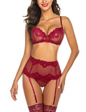 Sexy Lace Pattern 3-Piece Mesh Lingerie Set with Camisole for Women Summer Style