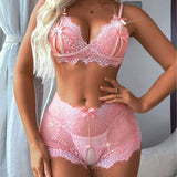 Sexy Lingerie Thin Lace Bow Hollow Bra Strap Nightdress Women's