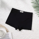 Factory Price Custom Logo Flat Panty Black Underpants Ladies Boxer Bottom Underpants Boyshorts Woman Period Panties