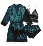 4-piece Lace Homewear Women Robes Pajamas Girls Sleepwears