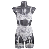 Mature Women Sexy Lingerie Set Embroidery Mesh See Lace Bras Bodysuits Spandex Material Bow One-Piece Fashionable