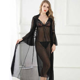 Long Sleeve Robe and Dress Pajamas Set Homewear Women's Sleepwear