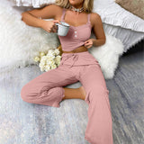 Summer Sexy Sleeveless Pajamas Women's Lace Lace Suspender 2-piece Set Women's Home Clothing