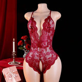 Open-Crotch Strapless One-Piece Dress Hot-selling Best-seller Women's Plus-size Sexy Tight Lace Nylon See-through European