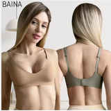 Women’s Seamless Sleep Bra – Ultra-Soft Breathable Wireless Design with V-Neck Push-Up Support