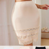 Solid Color Elaborated S/M/L/XL Three-layer Butterfly Lace Trimmed Ladies Long Petticoat Women's Half Slip Underskirt