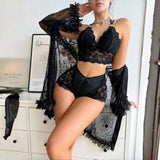 Sheer Sexy French-style Lace Polyester Dobby Fabric Women's Lingerie Set