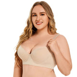 Ladies Underwear Breathable V Neck Smooth Underwire Gather Adjusted Anti Sagging Big Size Plus Size Seamless Bra