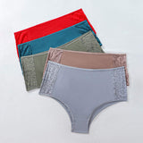High Quality Sustainable Breathable Lace Waist Design Woman Mid-rise Underwear Briefs Panty Ladies Underwear
