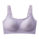Women's Plus Size Seamless Jelly Gum Bra Cross-Border Foreign Trade Push-Up Effect Thin Wide Shoulder Strap No Steel Ring Large