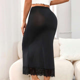 New Fashion Series Women's S-XL Lace Covered Satin Texture Lace Skirt Retro Casual Slim Women's Midi Skirt
