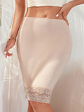 Hot Sale Women's Half Slip Underskirt S-3XL Lace Covered With Sheer Long Underskirt Petticoat for Dress Ladies