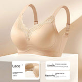 New Leopard Print Jelly Lace Underwear Women's Gather-up Nipple Traceless Rings-free Stereo Bra 3/4 Cup Everyday Adjusted-straps