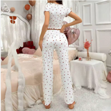 Chic Printed 2-Piece Pajama Set – Elegant Women’s Sleepwear with a Sophisticated Slim-Fit Silhouette
