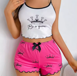 Luxury Satin Pajama Set – Elegant Women’s 2-Piece Sleepwear with Delicate Spaghetti Straps