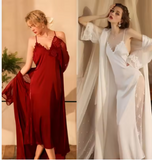 Luxury Lace Bridal Robe – Elegant Long Honeymoon Nightgown & Sophisticated Sheer Women’s Loungewear