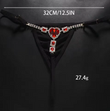 Women’s Rhinestone Heart Panties – Elegant Bikini Body Chain with Adjustable Low-Rise Waist