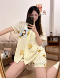 Charming Plaid Pajama Set – Lightweight Women’s Short-Sleeve Top & Shorts Loungewear