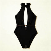 Lingerie Tight Crotchless Bodysuit Women's Sexy Backless Pajamas Deep V-Neck Halter Seduction