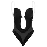Sexy Tight Deep V Backless Women Jumpsuit Tummy Control Invisible Strap Bra Shapewear
