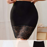 Hot Sale Solid Color Lace Floral Trim Transparent Petticoat S/M/L/XL Women's Half Slip Underskirt for Dress Ladies