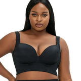 Women's Plus Size Push-Up Bra with Full Back Coverage Solid Pattern Deep Cup-for Hiding Back Fat Smooth Bra